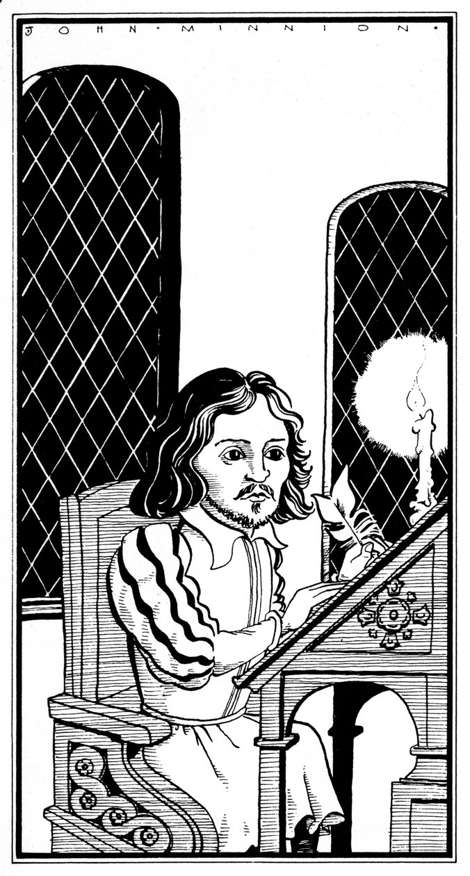 Thomas Tallis - caricatura sentado à secretária - compositor inglês - 30 de janeiro de 1505 - 23 de novembro de 1585 de John Minnion