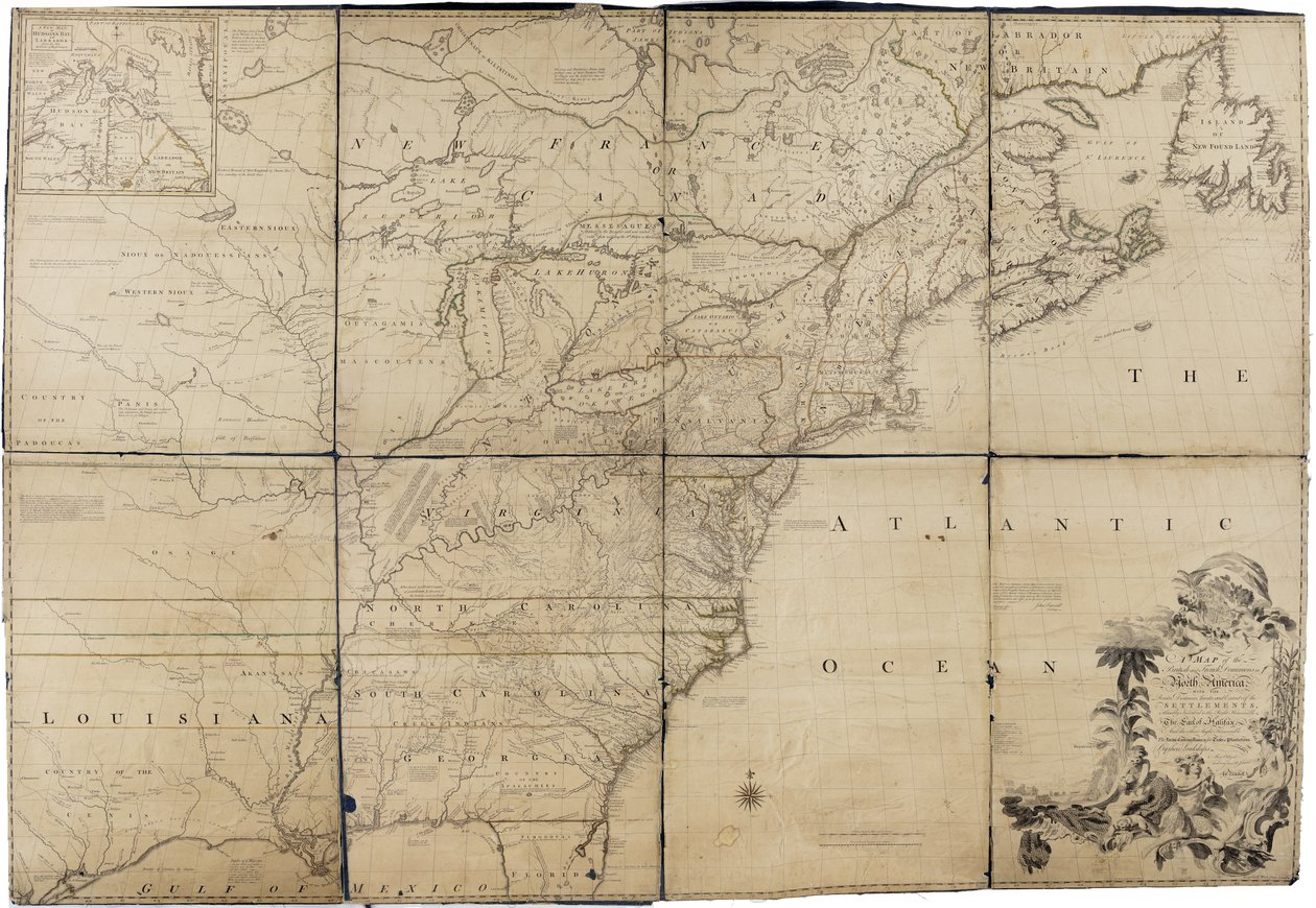 Um mapa dos domínios britânicos e franceses na América do Norte por Mitchell de John Mitchell