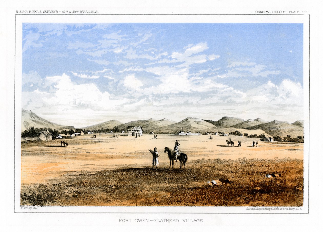 Fort Owen, Flathead Village, EUA, 1856 de John Mix Stanley