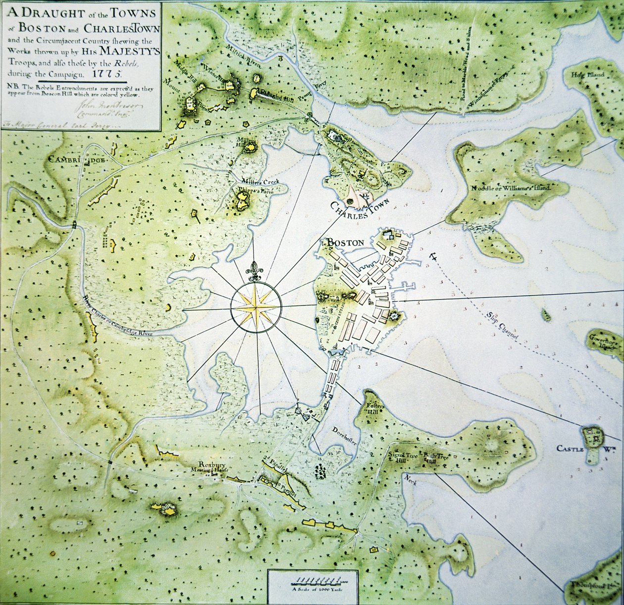 Mapa de Boston e Charlestown de John Montresor