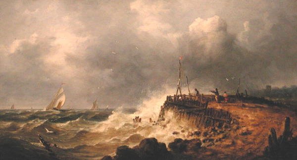 Um dia tempestuoso (óleo sobre painel) de John Moore