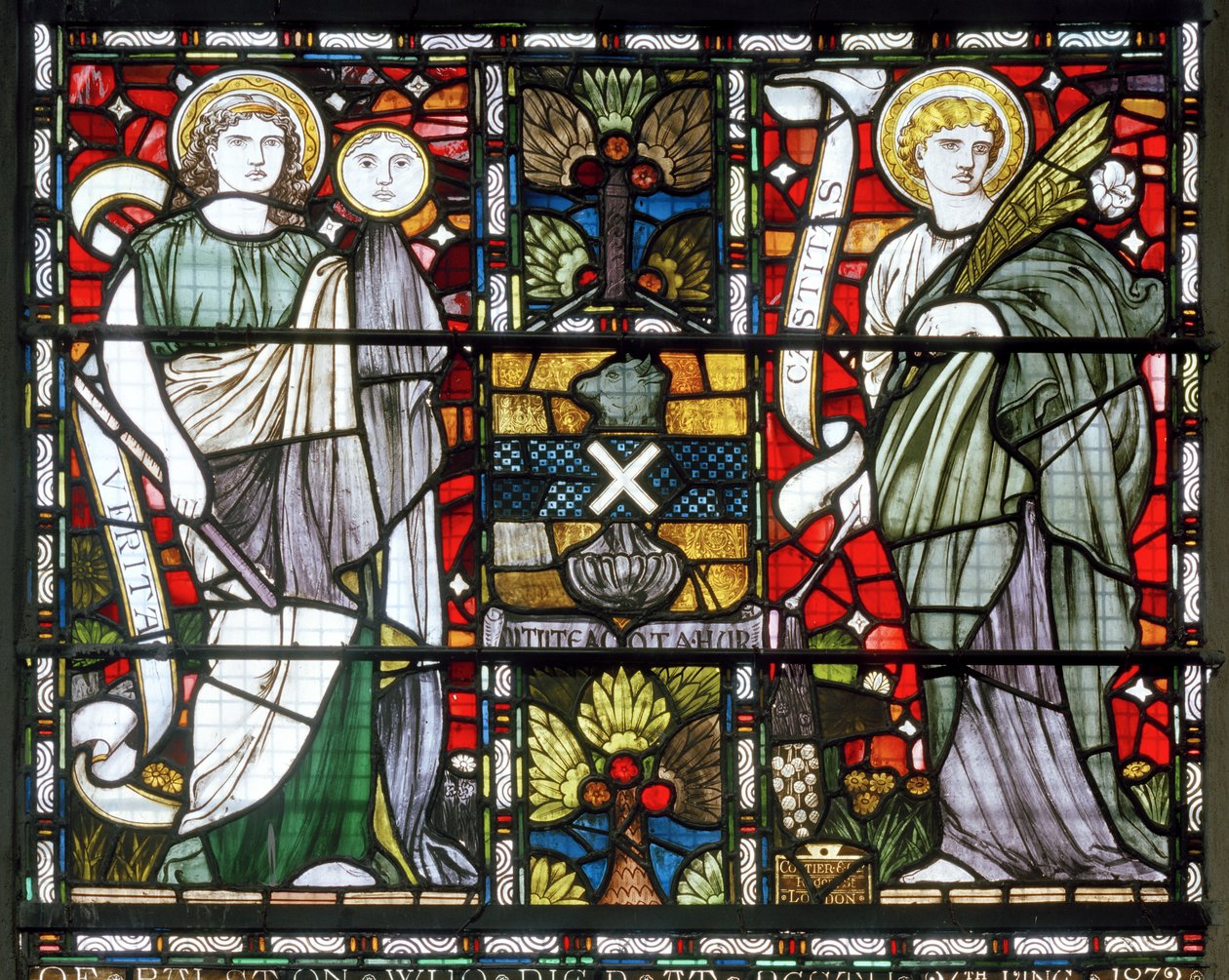 Paisley Abbey, Cottire & Co, atribuiu John Moyr Smith, Verdade e Castidade, 1873 de John Moyr attr.to Smith
