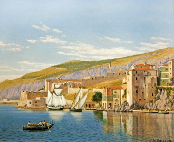 Vista de Villefranche-sur-Mer, França (óleo a bordo) de John Mulcaster Carrick