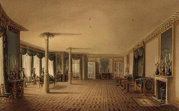 A Sala de Desenho Sul ou Galeria de Banquetes das Vistas do Pavilhão Real, Brighton de John Nash de John Nash