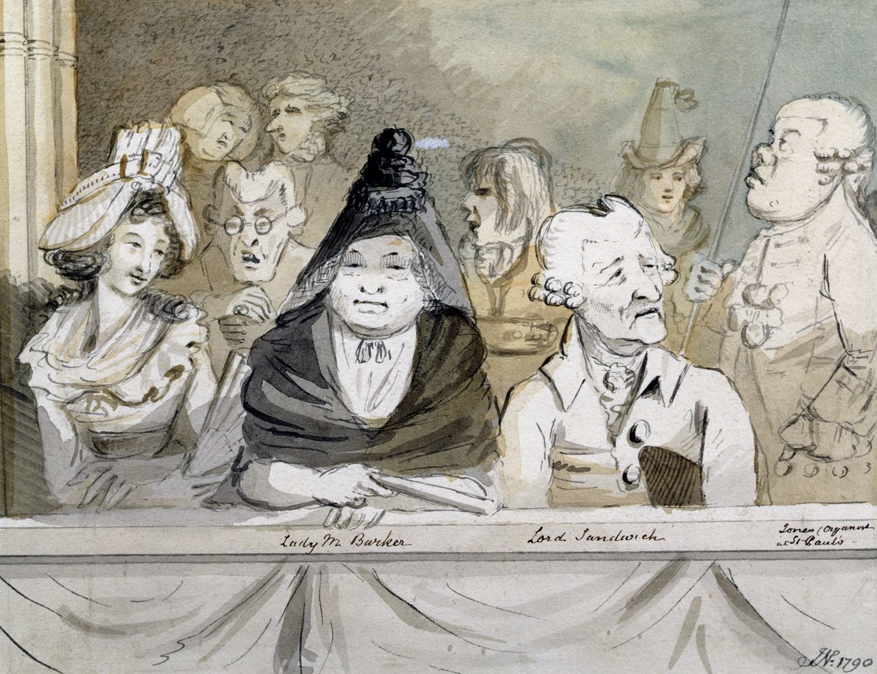 Uma galeria na Abadia de Westminster na Comemoração de Handel, 1790 (tinta e lavagem) de John Nixon