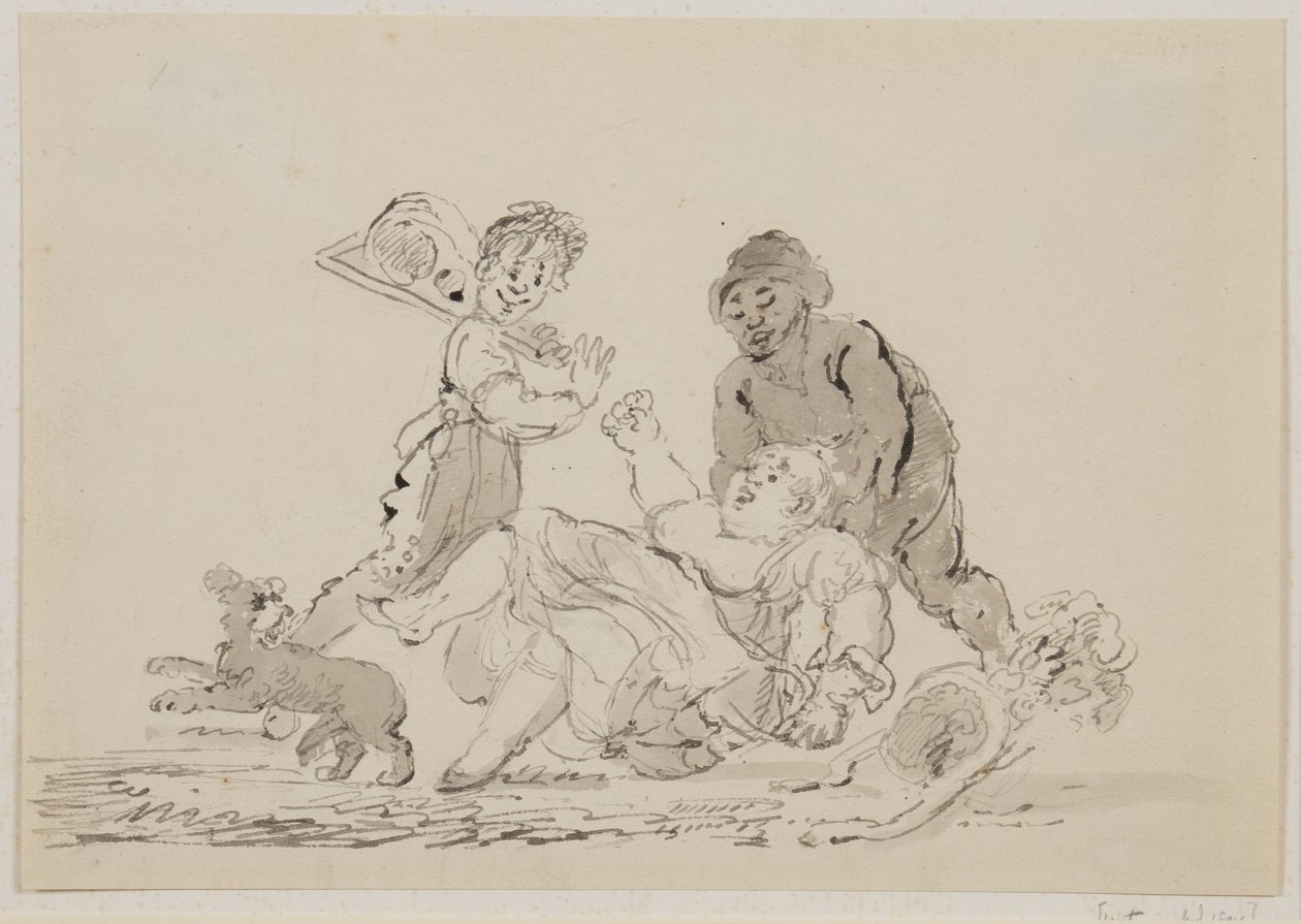 Um acidente de rua, 1804 (caneta, pincel e tinta no papel) de John Nixon