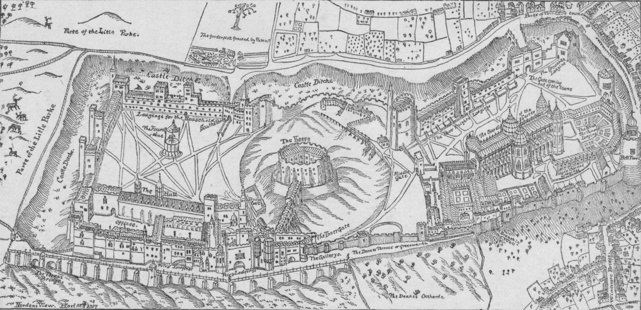 Nordens Vista do Castelo de Windsor, 1607. 1895 de John Norden