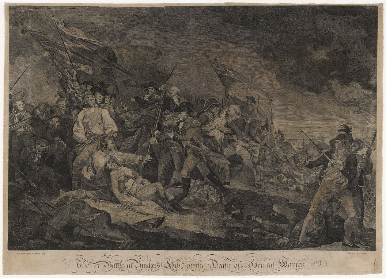 A Batalha de Bunker&39;s Hill ou A Morte do General Warren, c. 1798-1817 (gravura) de John Norman