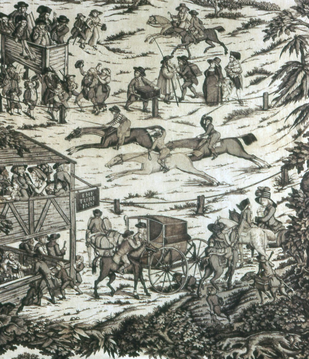 Corrida de cavalos no Turf Inn (Tecido para mobiliário) de John Nost Sartorius
