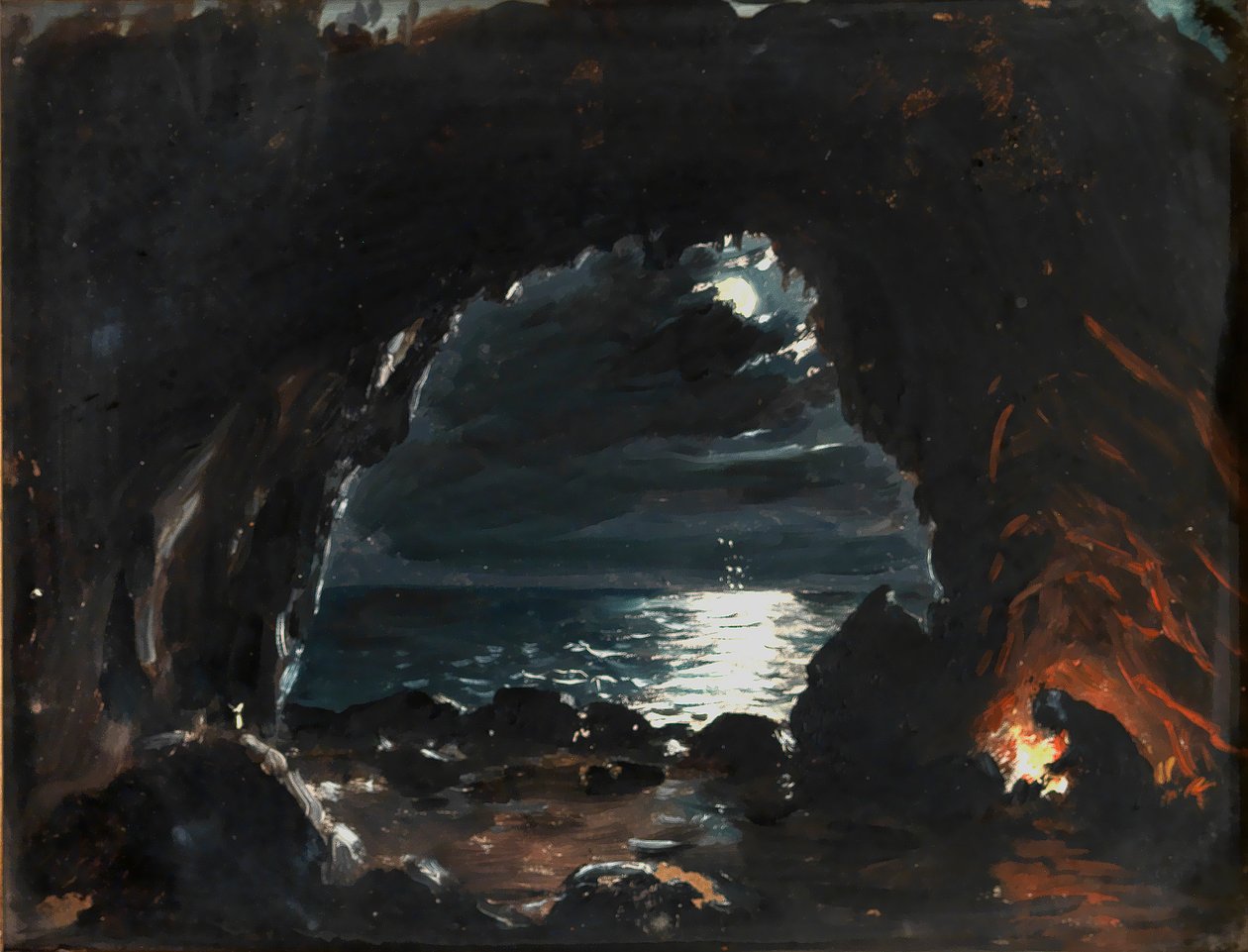 Cena da caverna, meados do século XIX. de John O