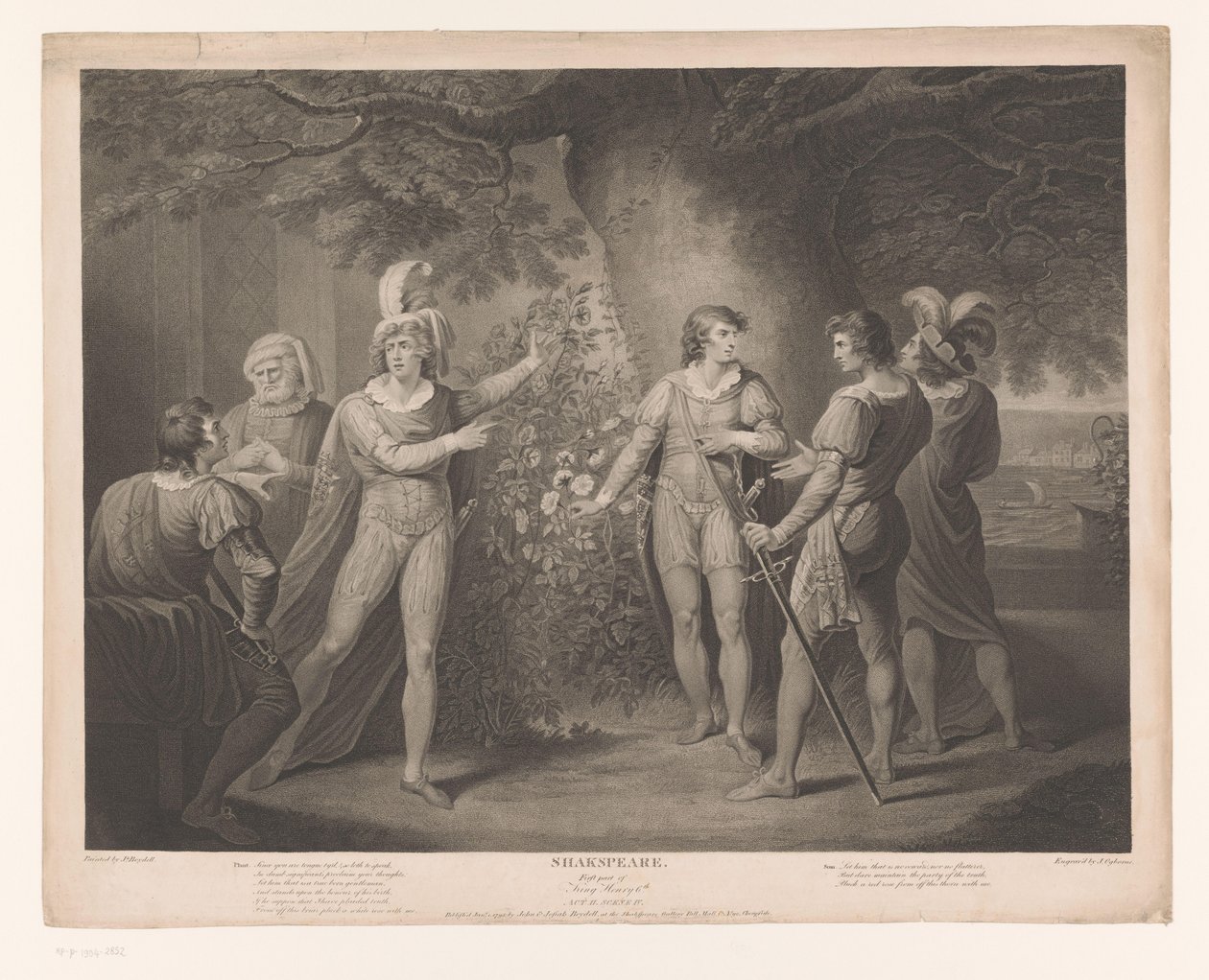Richard Plantagenet e o Conde de Somerset em Rose Bushes Shakespeare (título no objeto) de John Ogborne (I)