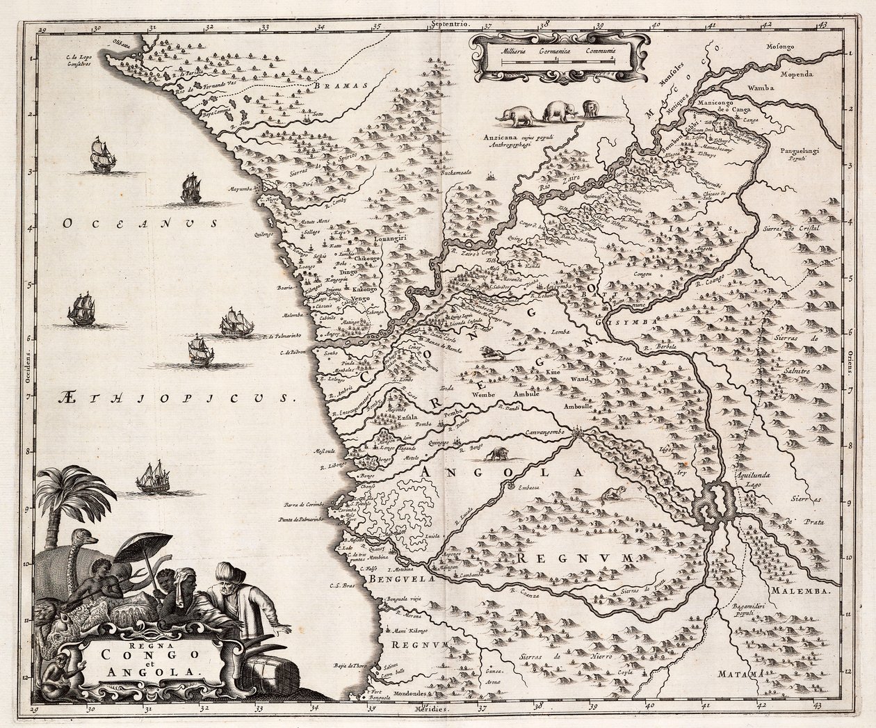 Carta do Congo e de Angola, África de John Ogilby