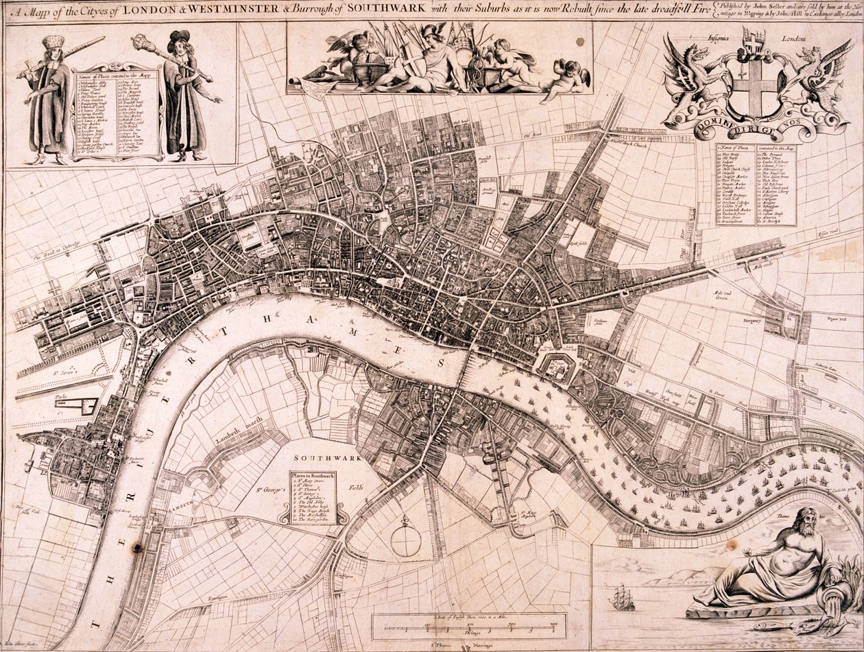 Mapa de Londres, c1680 de John Oliver