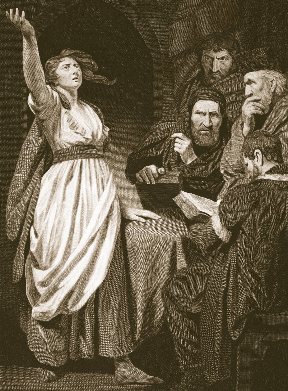 Joan of Arc, declarando sua missão, gravada por T. Holloway, ilustração de "The History of England", de David Hume, pub. por R. Bowyer, Londres, 1812 de John Opie