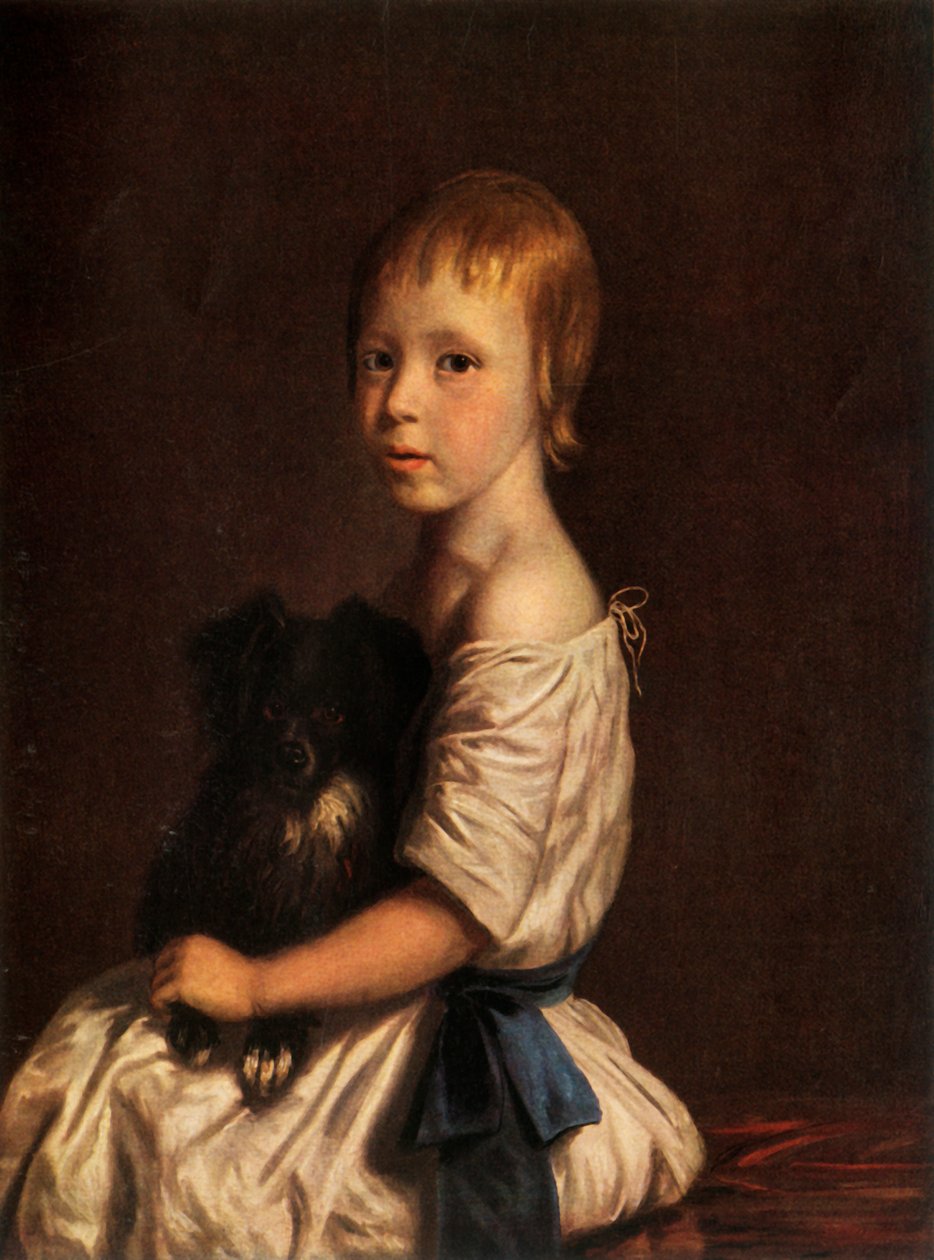 O reverendo George Scobell, DD quando criança, segurando seu cão Fop, c1780, 1934. de John Opie