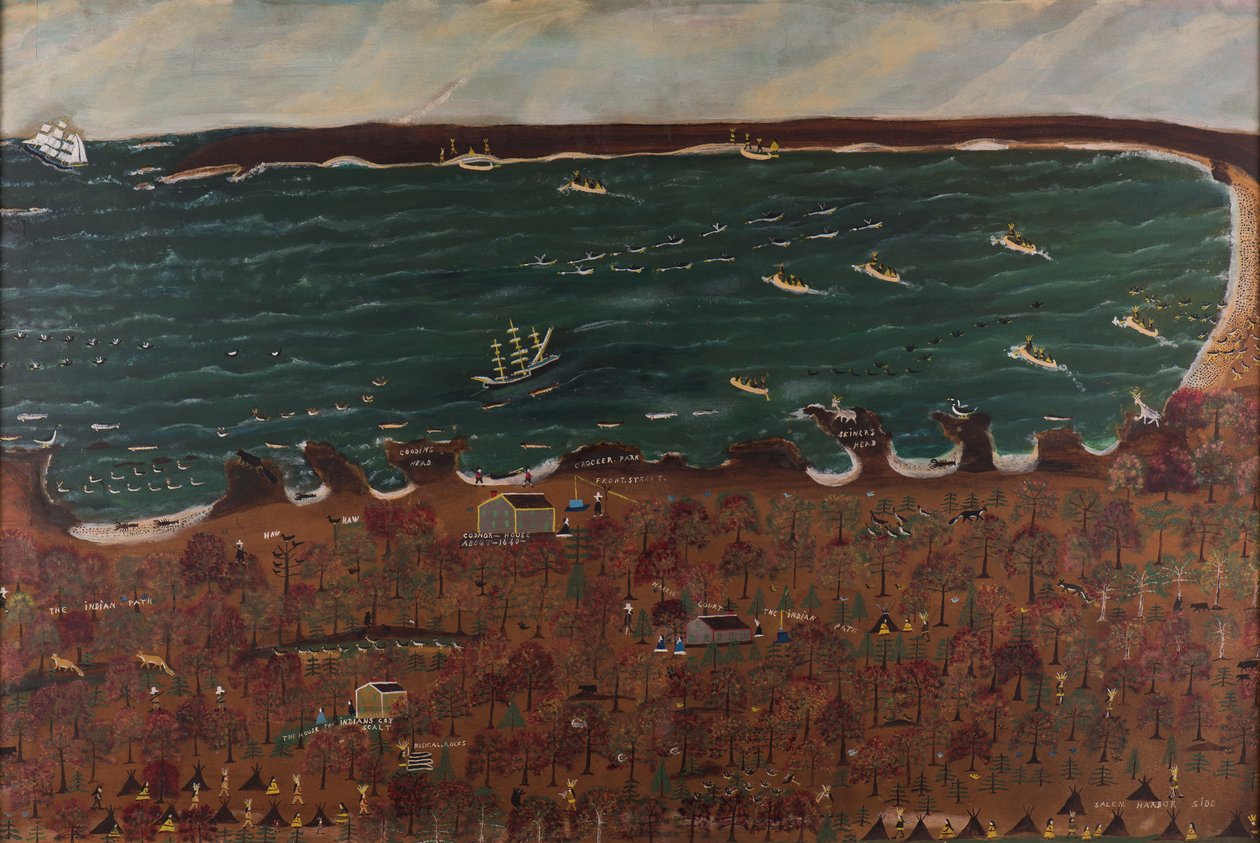 Acampamento Indiano em Marblehead, 1920-28 (óleo sobre papelão) de John Orne Johnson Frost