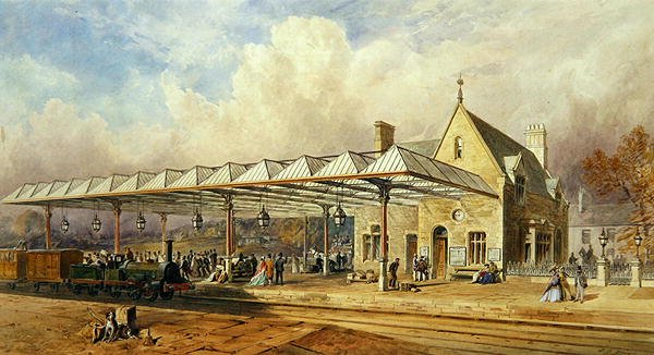 Estação Ferroviária, 1868 (wc e caneta e tinta no papel) de John Osborn Brown