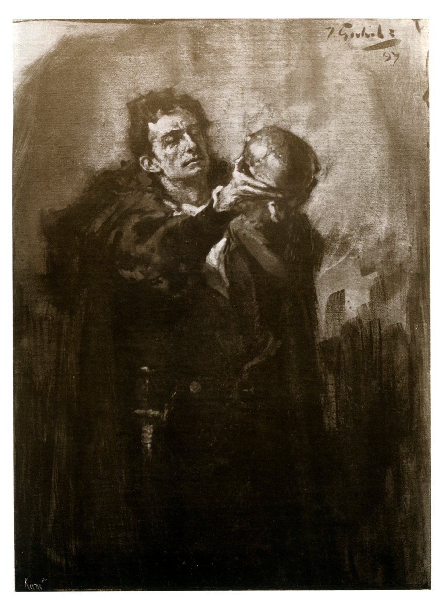 Forbes-Robertson como Hamlet, final do século 19. de John Percival Gulich
