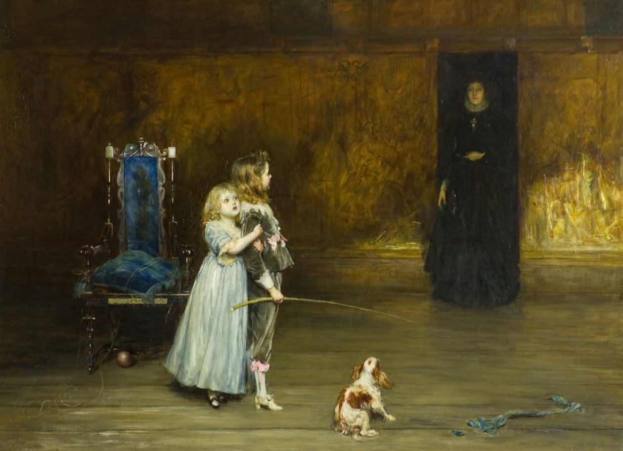 Cena do romance "Peveril of the Peak" de Walter Scott de John Pettie