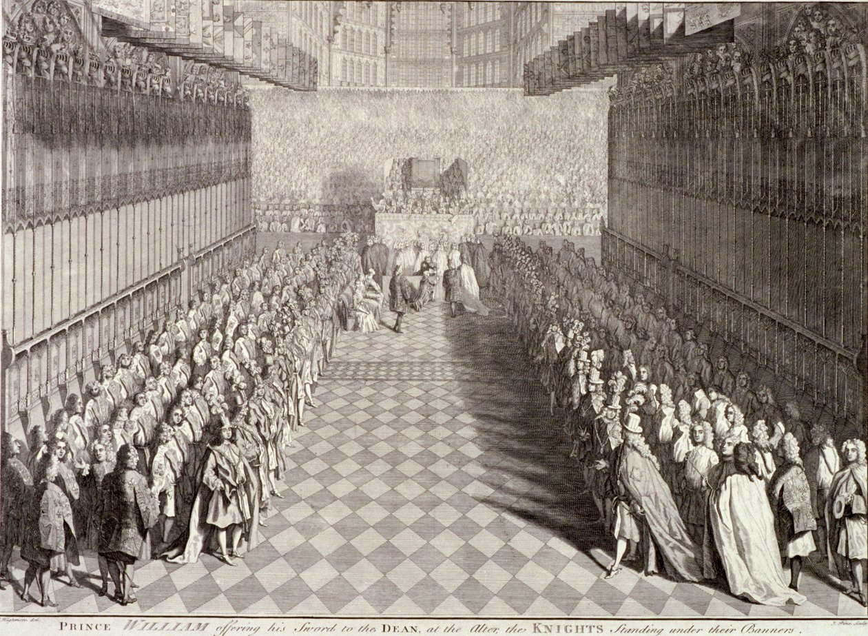 Coroação de Guilherme III na Abadia de Westminster, Londres, 1689, c1689 de John Pine