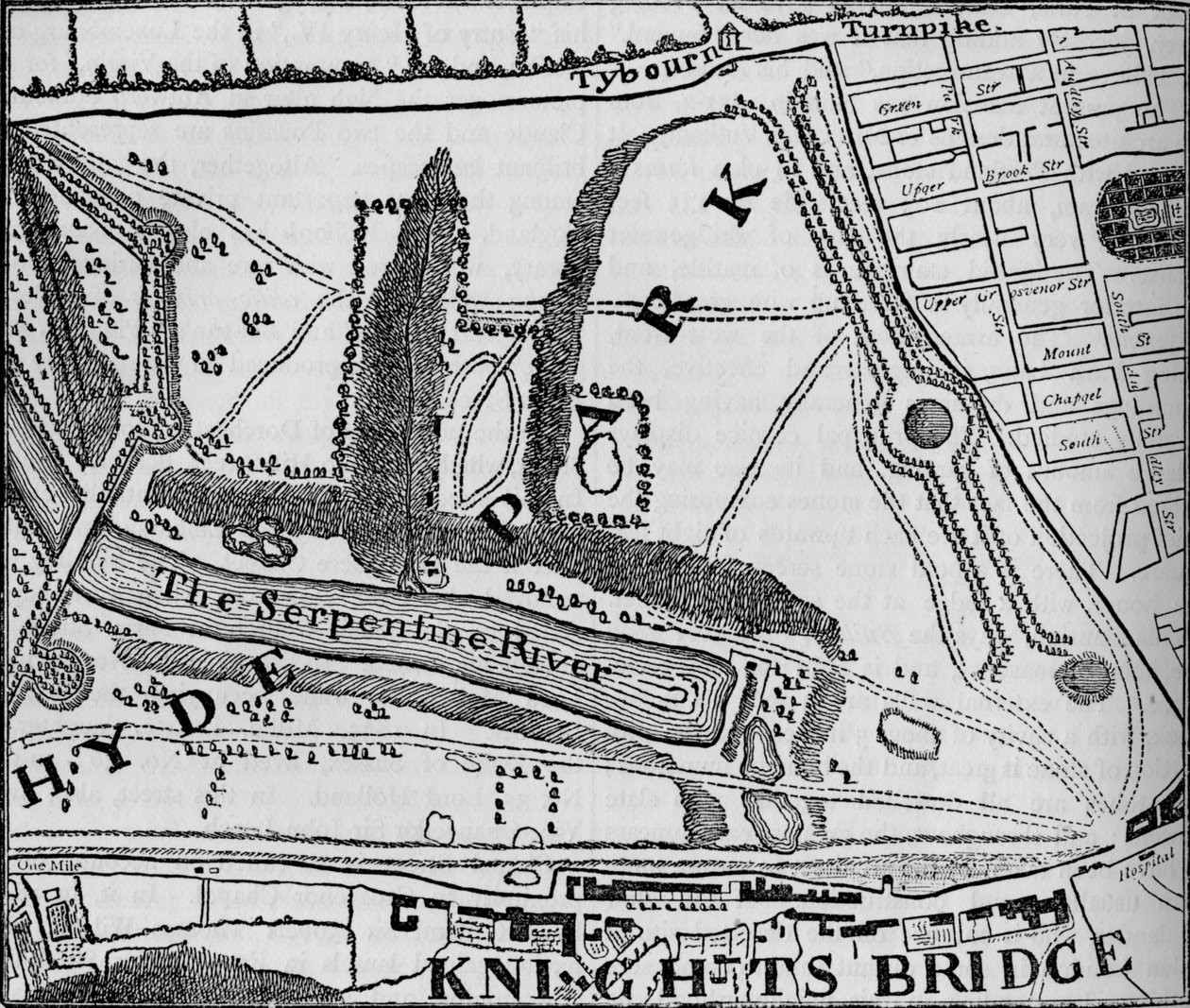Mapa de Hyde Park, Londres, 1748 1878 de John Pine