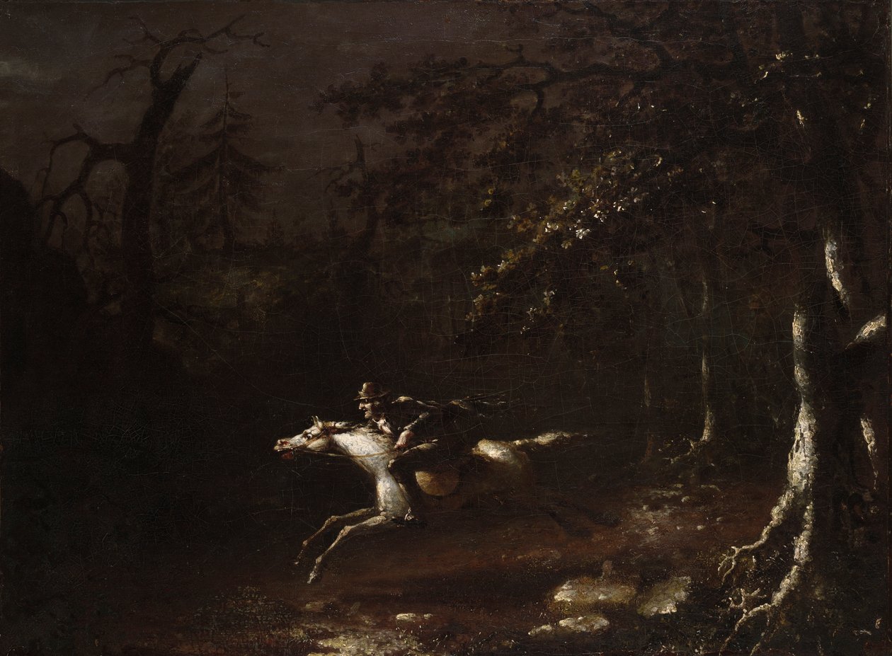 Ichabod Crane Flying from the Headless Horseman de John Quidor