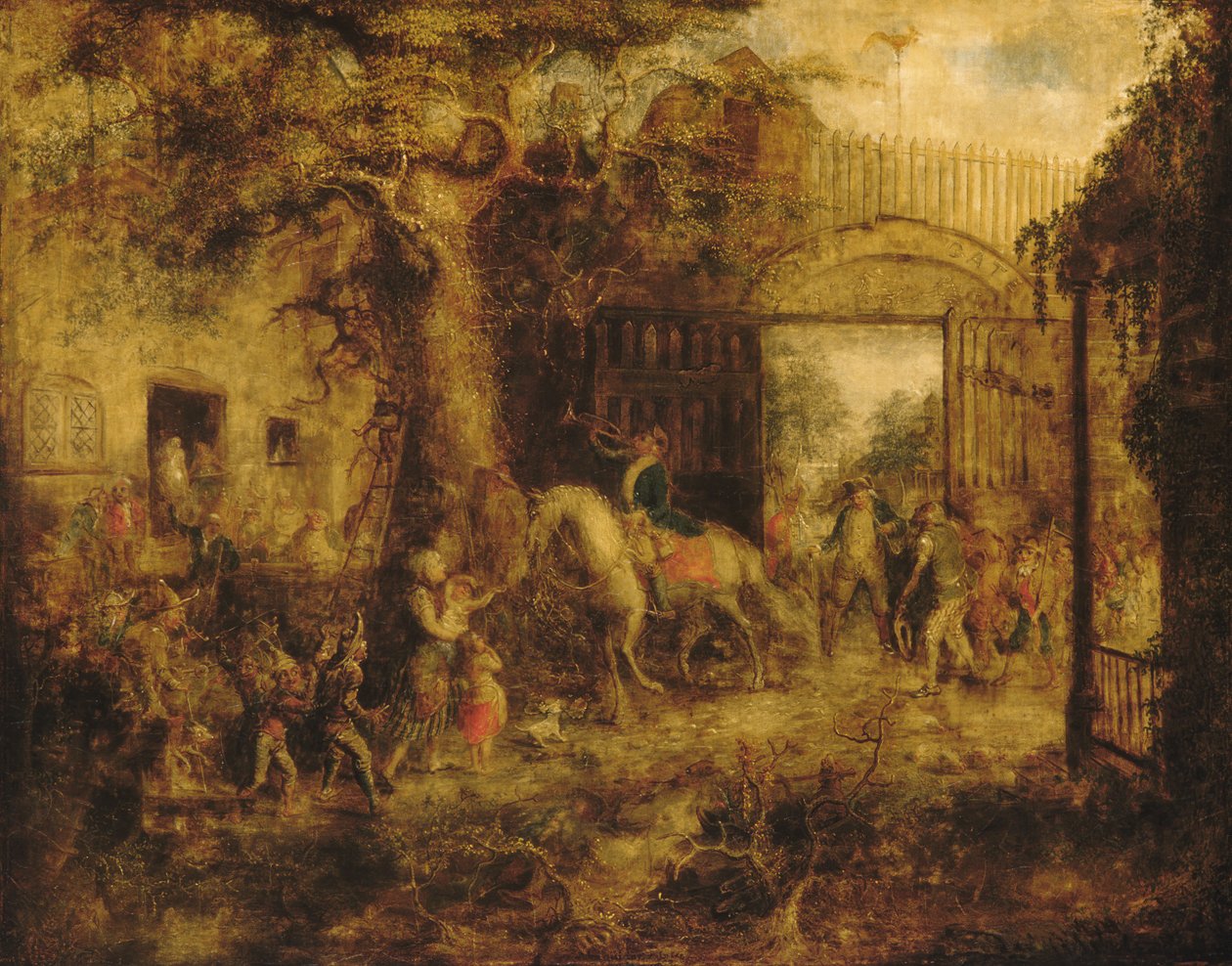 O vigilante Stuyvesants Wall Street Gate, 1863. de John Quidor