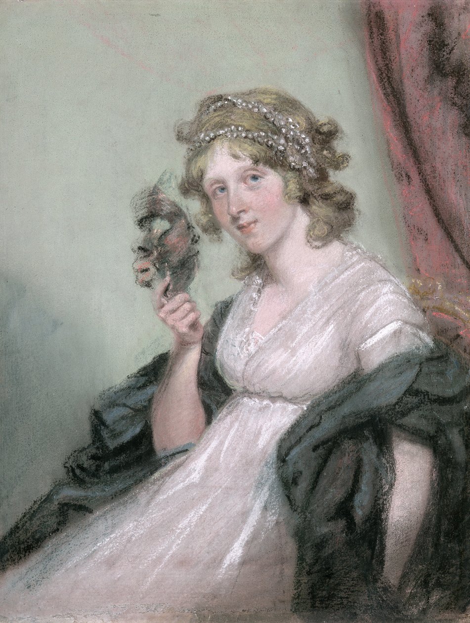 A Lady Holding a Black Mask, c.1795-80 (pastel sobre papel tecido, deitado sobre tela) de John Raphael Smith