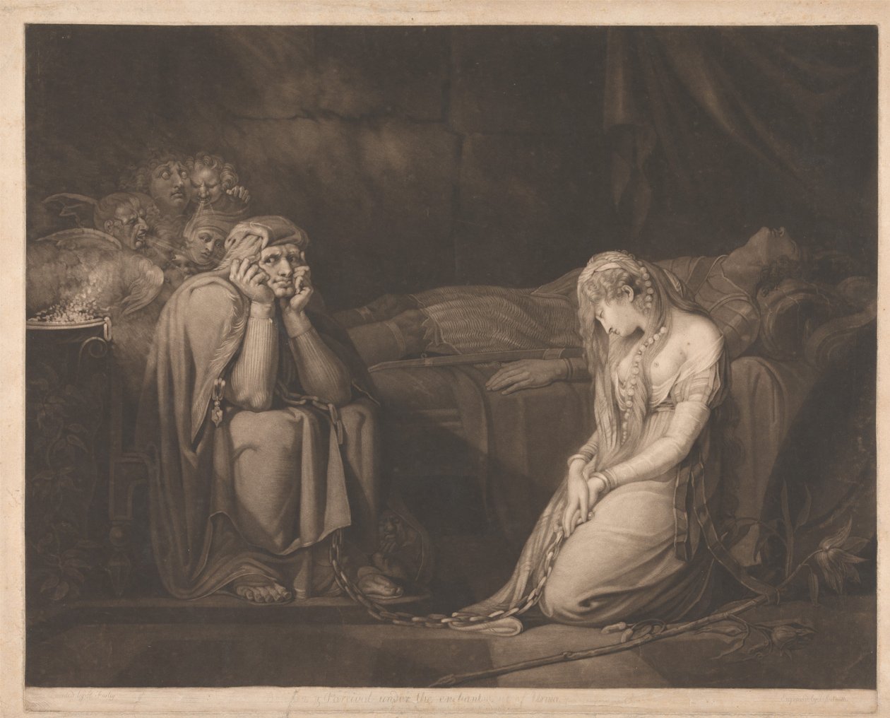 Bellsane e Parzival sob o encantamento de Urma de John Raphael Smith