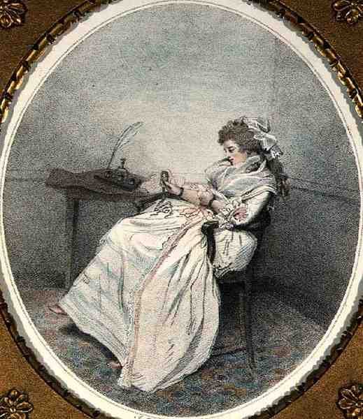 Contemplando a Miniatura, gravada e pub. pelo artista de John Raphael Smith