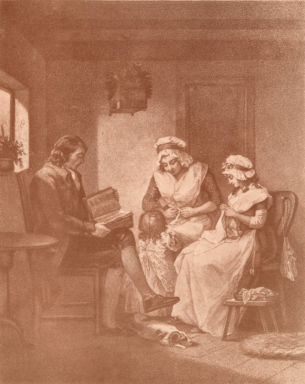 Felicidade doméstica, Laetitia com seus pais, 1789 de John Raphael Smith