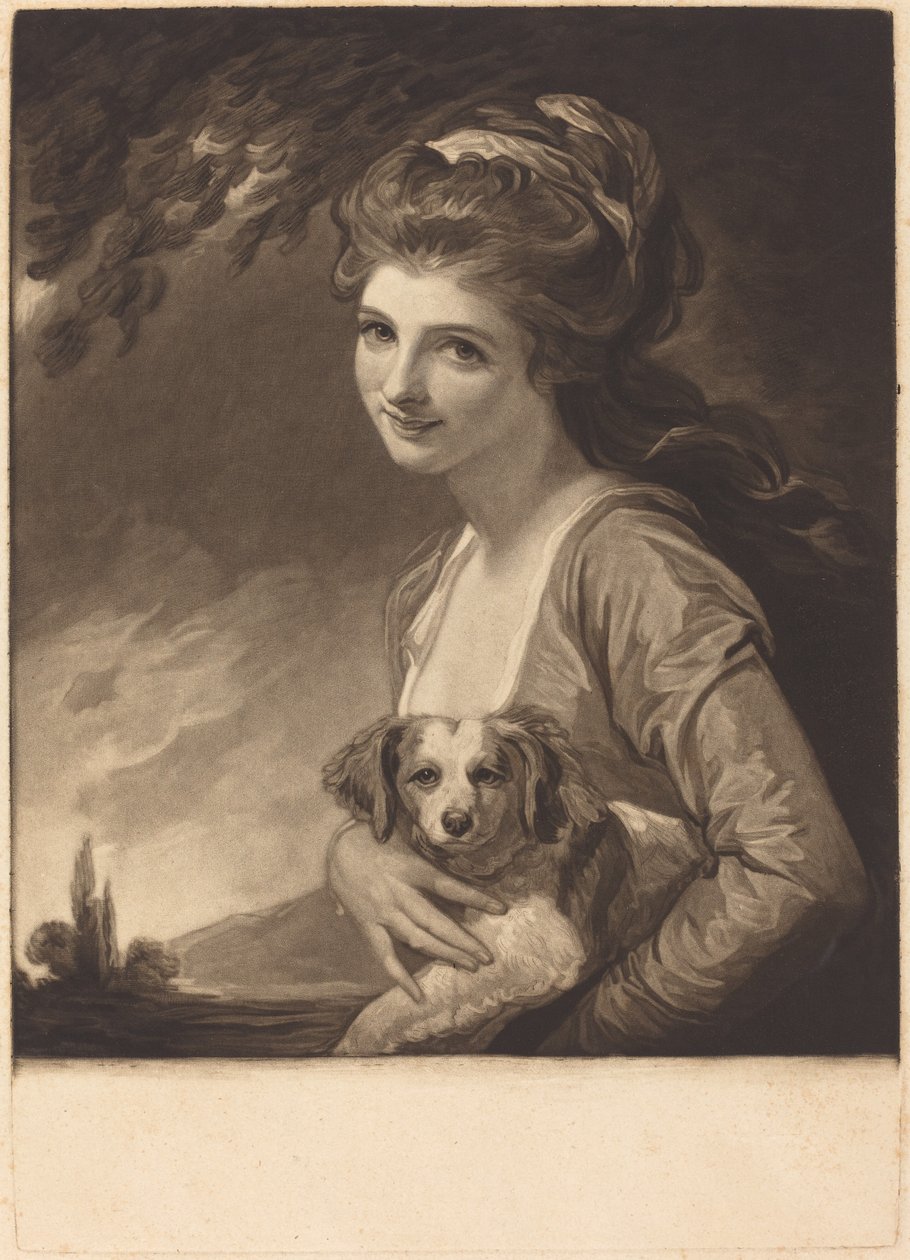 Lady Hamilton como Natureza, publicado em 1784. de John Raphael Smith
