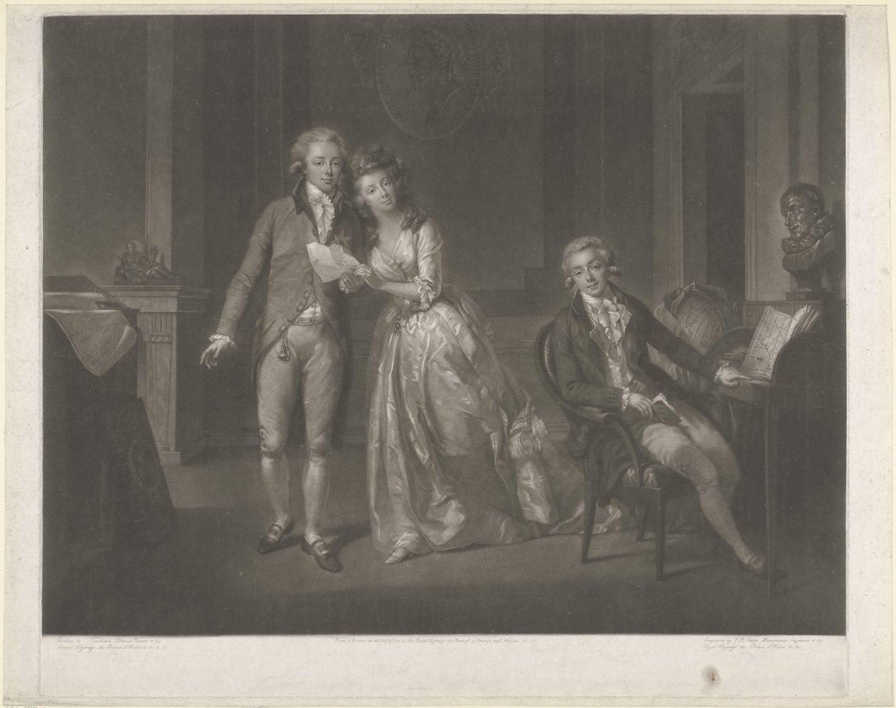 Retrato de Louise, Princesa de Orange-Nassau, William I Frederik, Rei dos Países Baixos, e Frederik, Príncipe de Orange-Nassau de John Raphael Smith