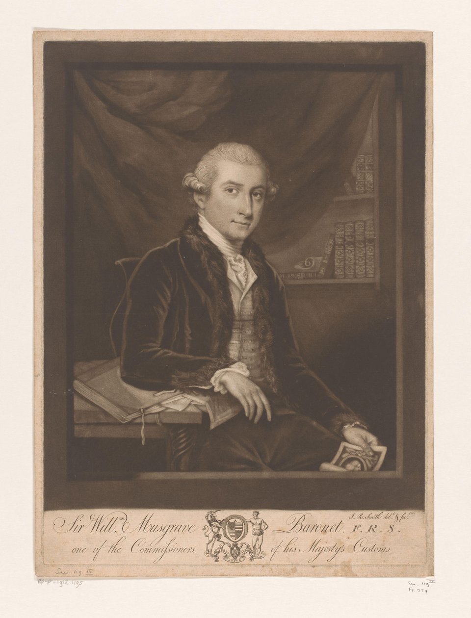 Portret van William Musgrave
Sir Willm. Musgrave Baronet F.R.S. um dos Comissários da Alfândega de Sua Majestade (título sobre o objecto) de John Raphael Smith