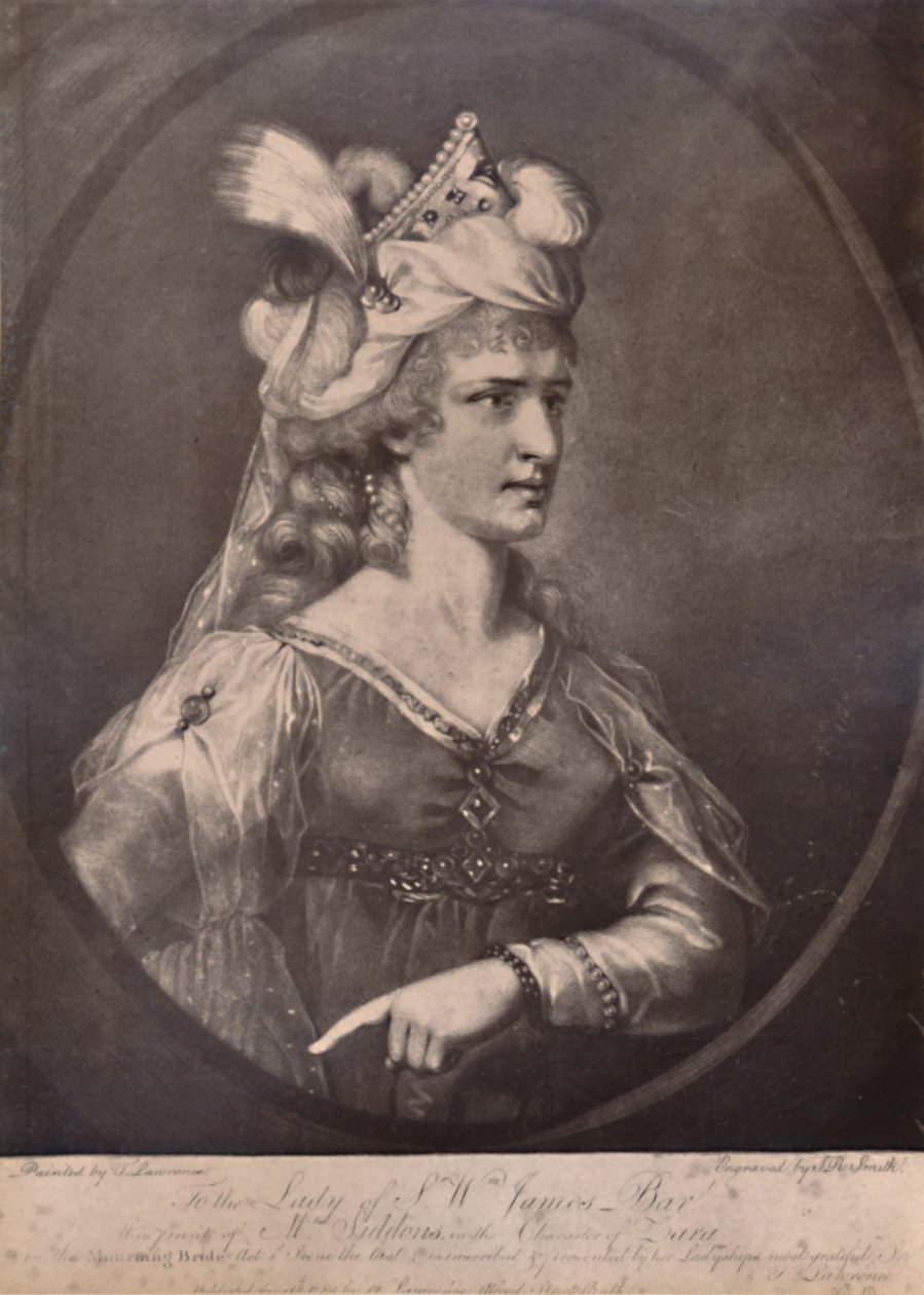 Sarah Siddons, atriz galesa, como Zara em William Congreves interpreta A Noiva do Luto, c1783 1894 de John Raphael Smith