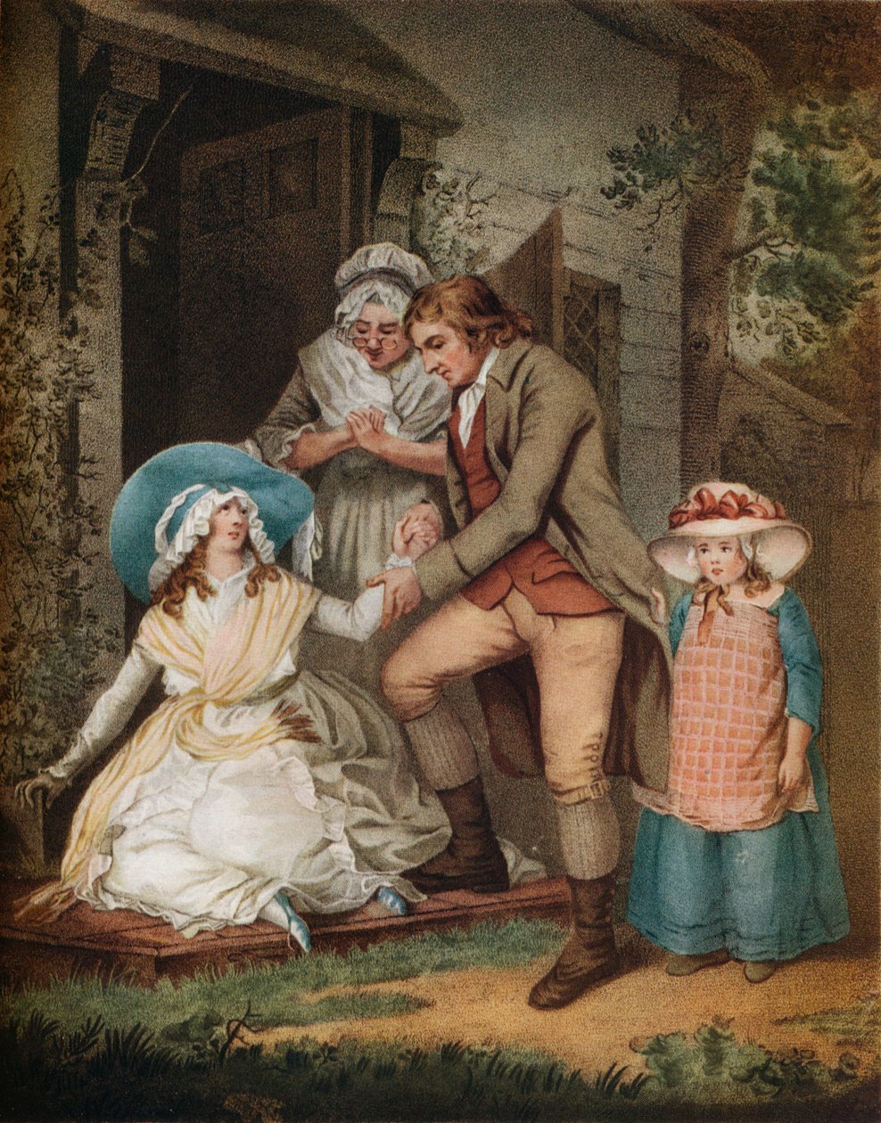 O Penitente Justo. Laetitia in Penitence encontra alívio e proteção de seus pais, c1811 de John Raphael Smith