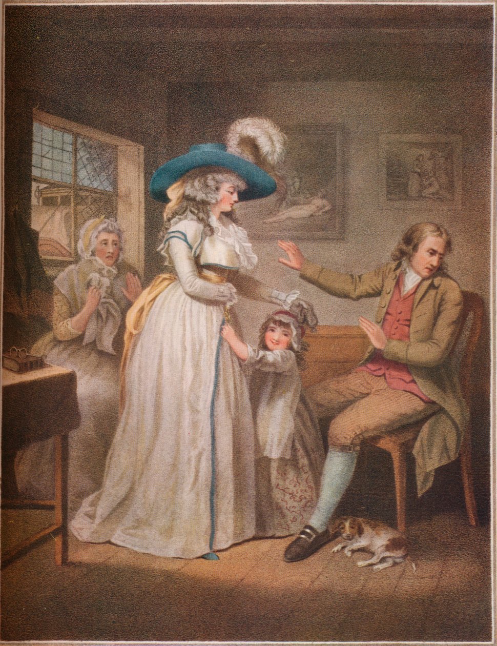 O Pai Virtuoso. Laetitia esforça-se em vão pelos pais para reconciliar seus pais, 1789 de John Raphael Smith
