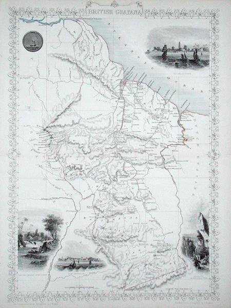 Guiana Britânica, de uma série de Mapas Mundiais publicada por John Tallis & Co., New York & London de John Rapkin