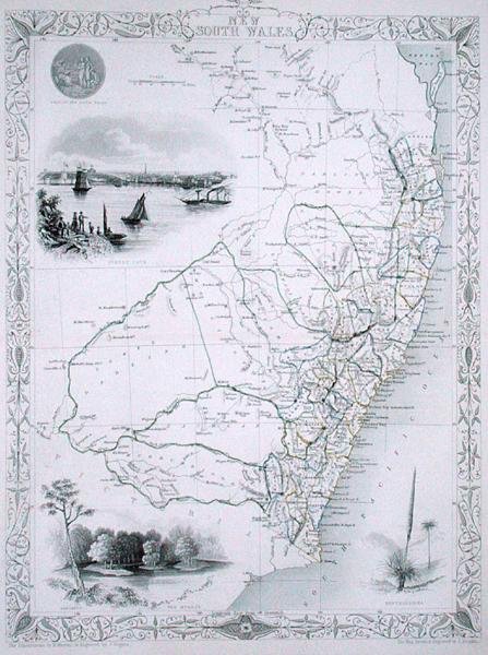 New South Wales, de uma série de Mapas Mundiais publicada por John Tallis & Co., London & New York de John Rapkin
