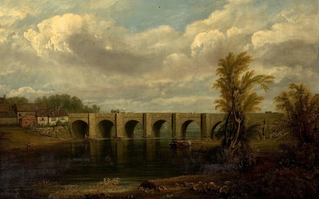 Ponte velha de Trent, Nottingham, 1825 de John Rawson Walker