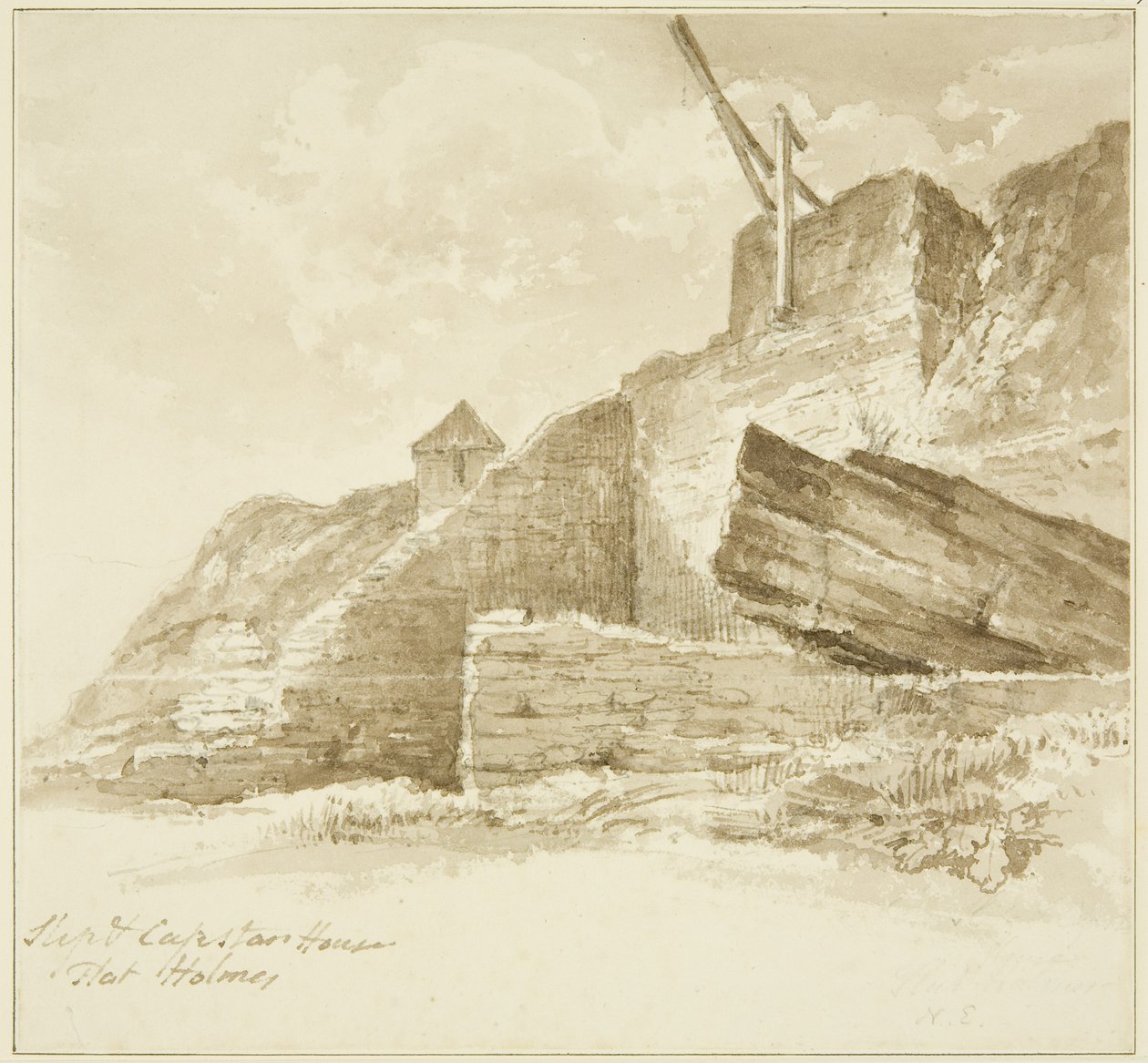 Slip e Capstan House, Flat Holm de John Reverend Eden