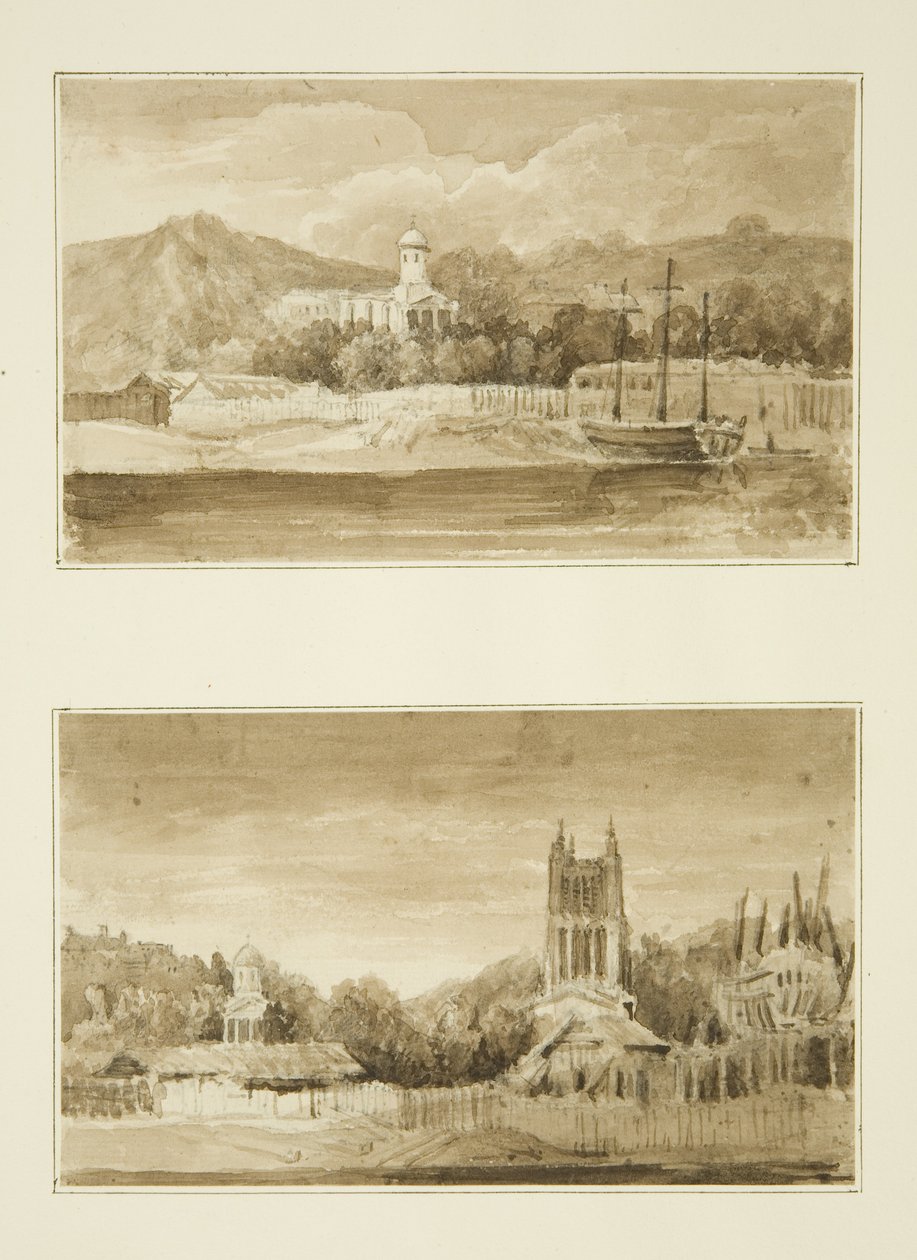 Duas vistas da Capela de São Jorge do Porto (desenho, aguarela) de John Reverend Eden