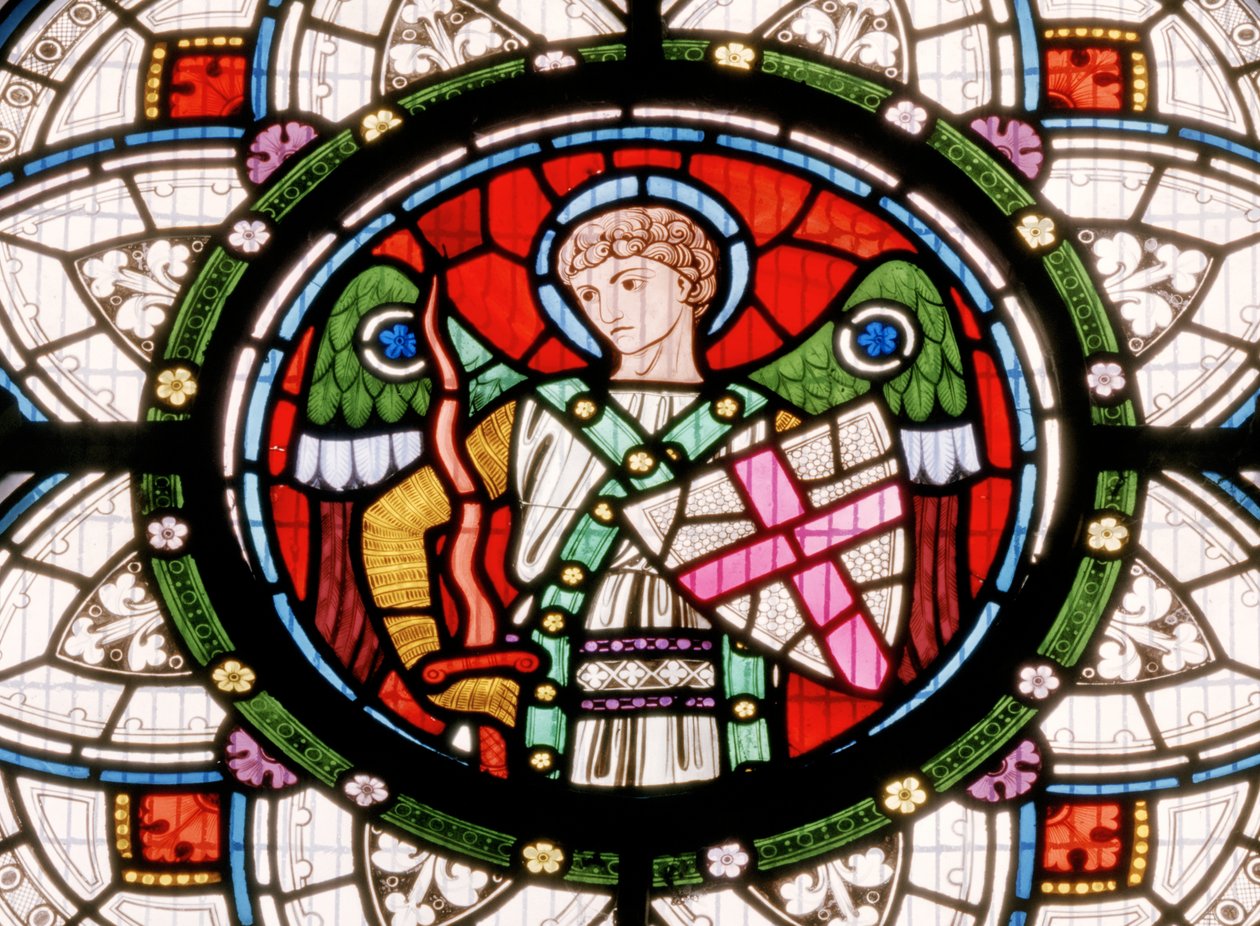Denstone, Clayton & Bell, John Richard Clayton (1827-1913), Anjo com escudo, c.1861 de John Richard Clayton