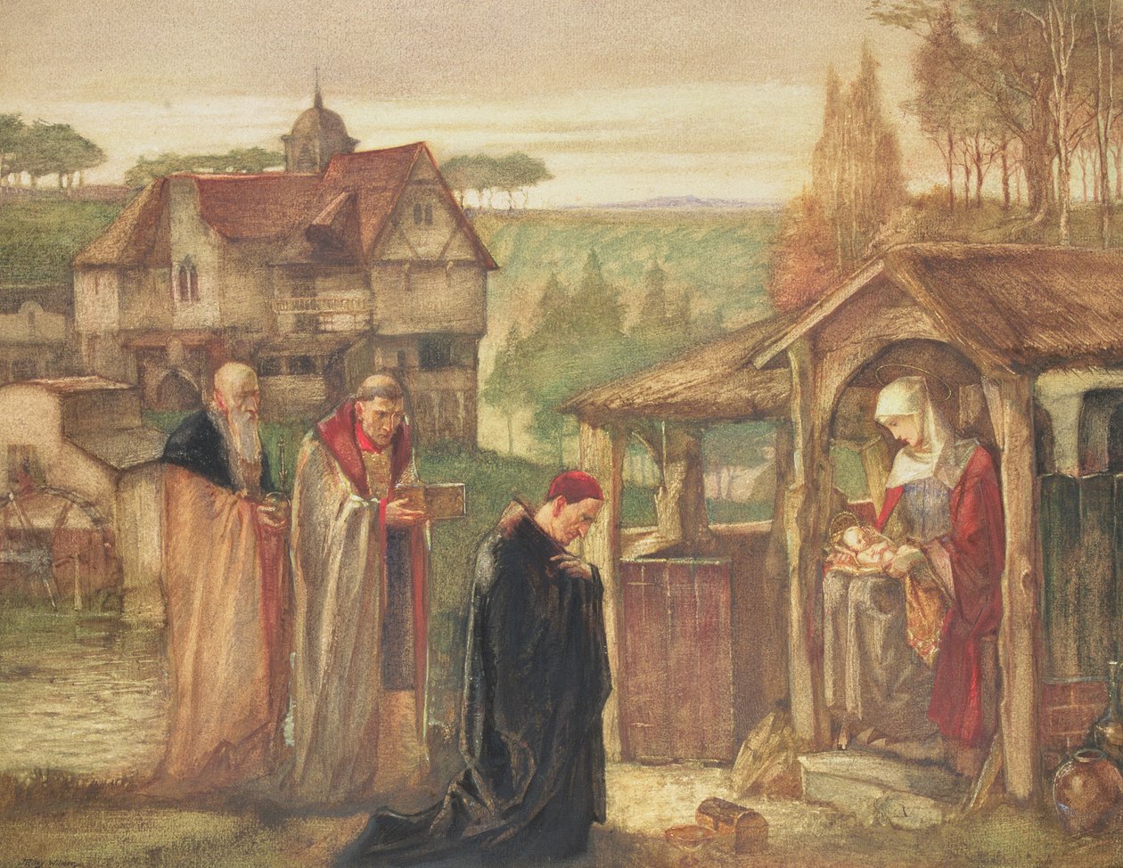 A Sagrada Família - A Adoração dos Magos, 1911 (wc e bodycolour a bordo) de John Riley Wilmer