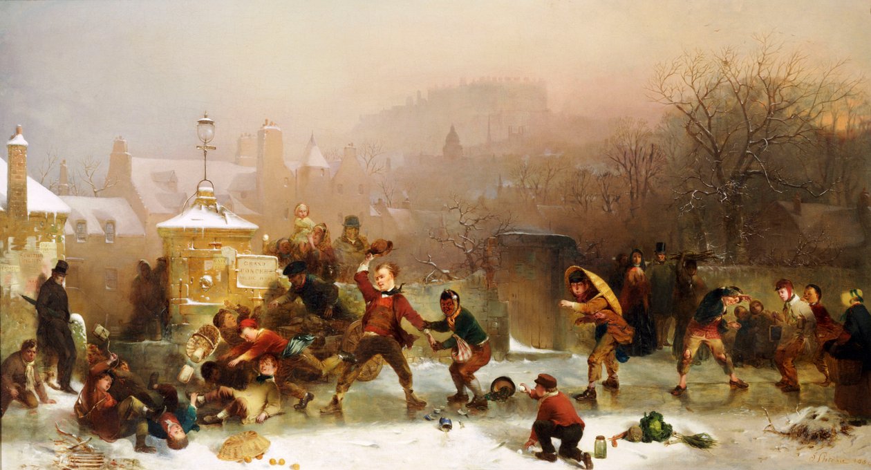 O slide abaixo do castelo, Edimburgo, 1854 de John Ritchie