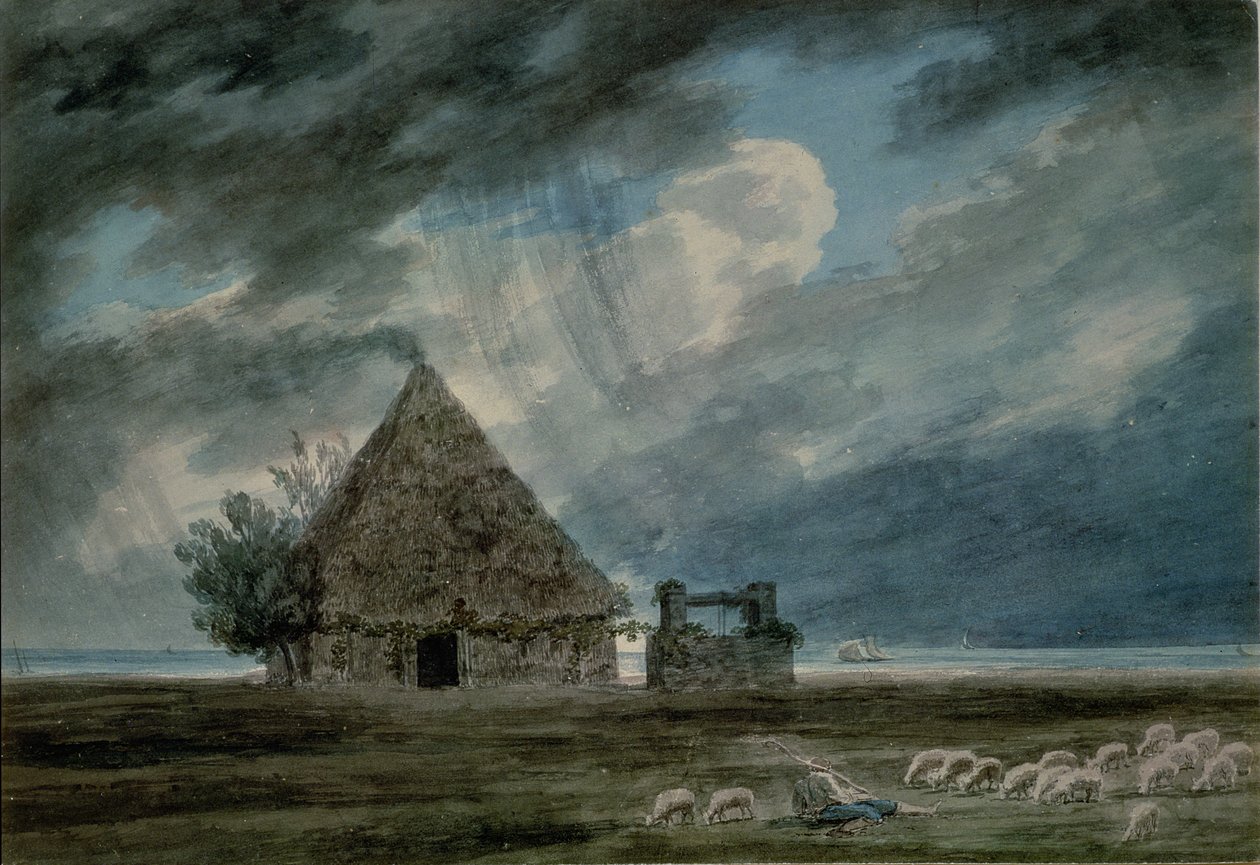 Uma cabana de pastor entre Nápoles e Portici de John Robert Cozens