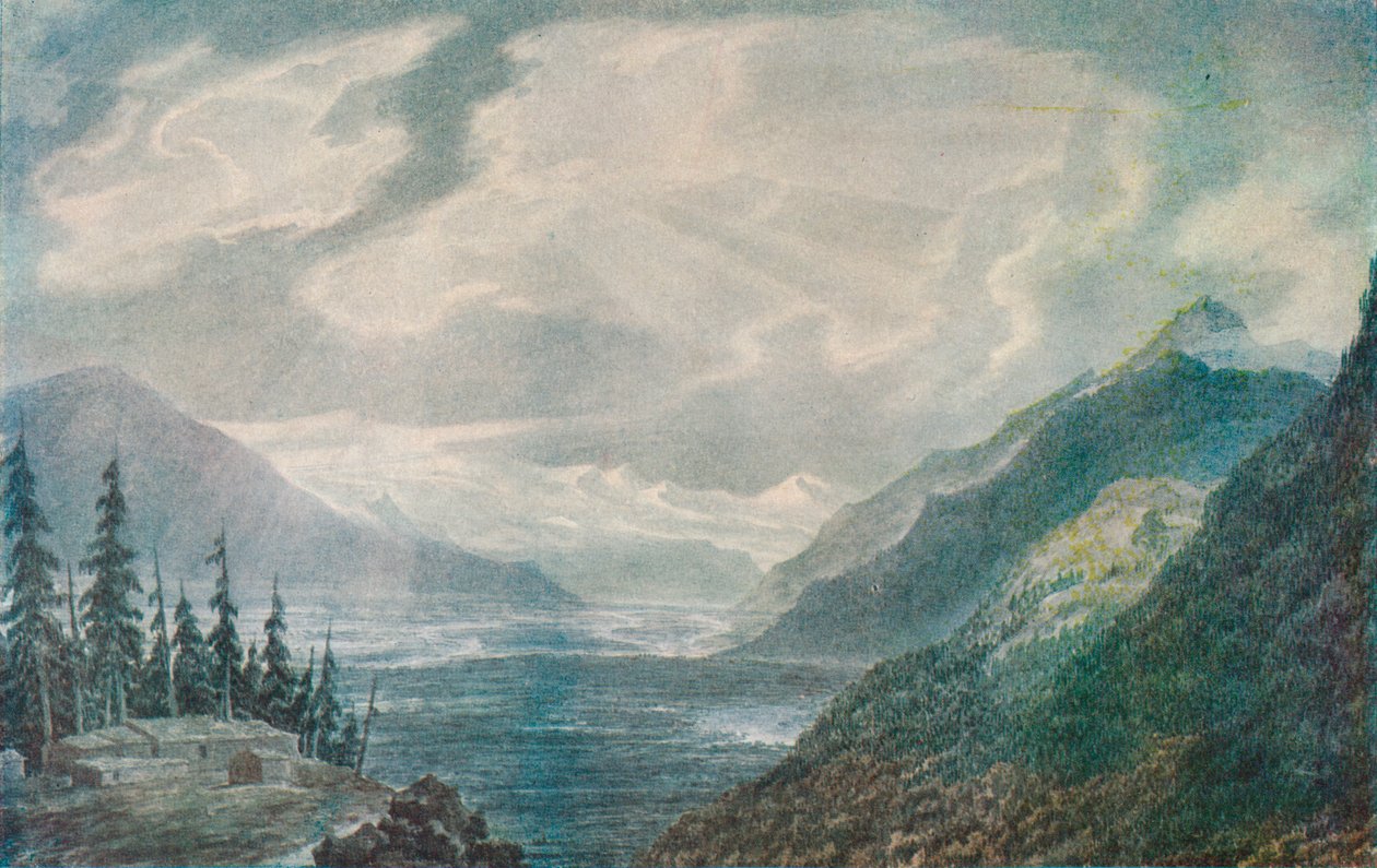 Um vale alpino, século XVIII de John Robert Cozens