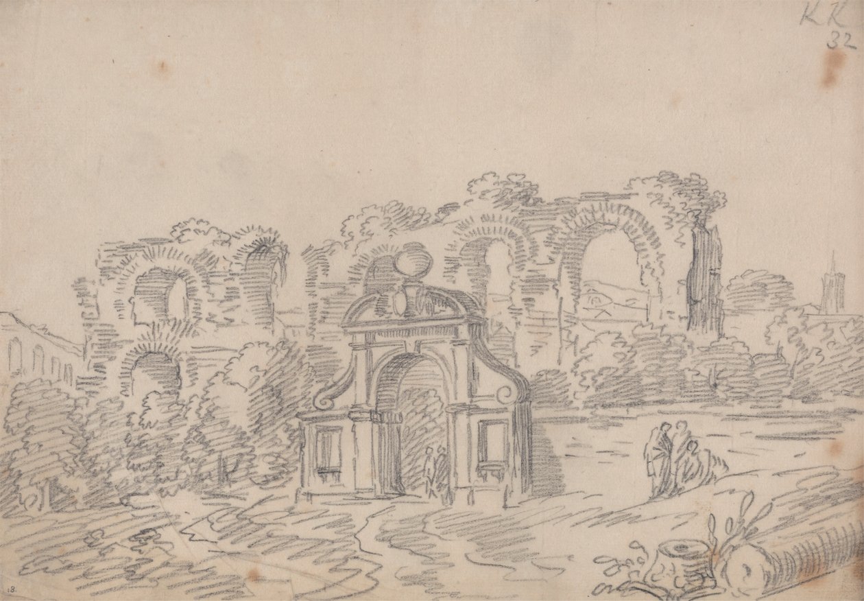 Ruínas do Arco Barroco e do Aqueduto Romano de John Robert Cozens