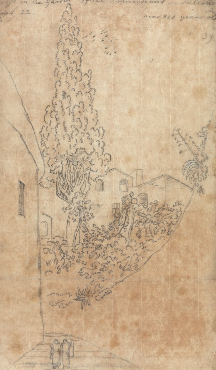 Cipreste no Jardim dos Franciscanos em Salerno de John Robert Cozens