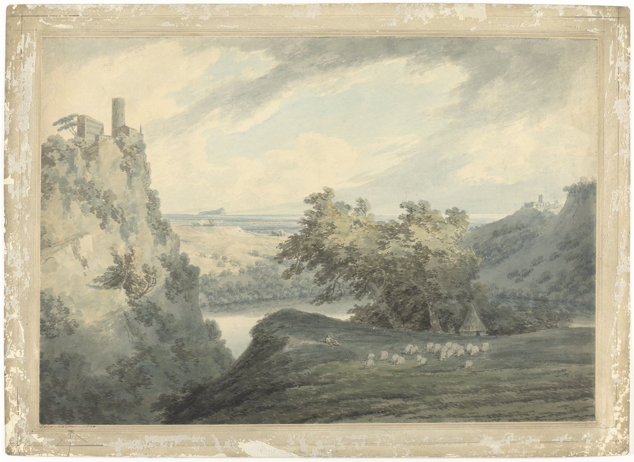 Paisagem montanhosa italiana com Lago Nemic Paisagem de montanha italiana com Lago Nemi ao sul de Roma de John Robert Cozens